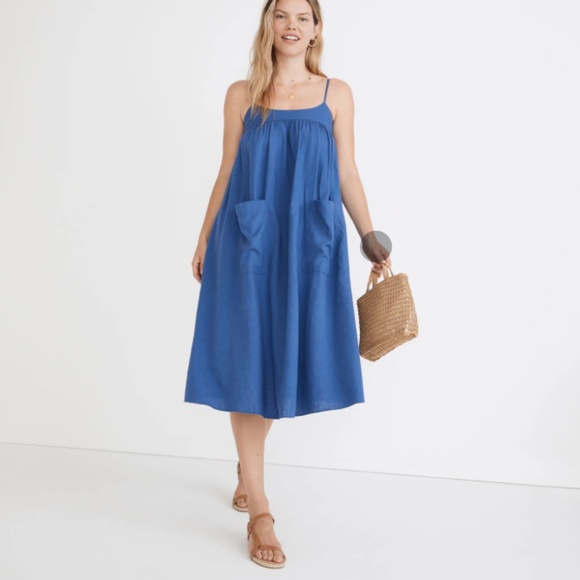 Linen-Blend Cami Midi Dress - Picture 1 of 5